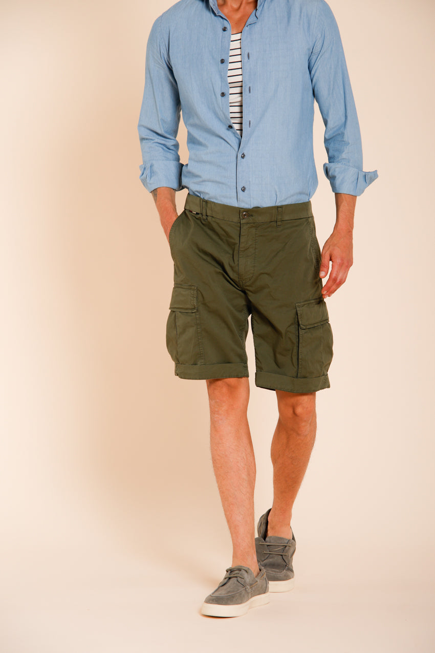Cargo M74 bermuda cargo uomo in gabardina stretch relaxed fit