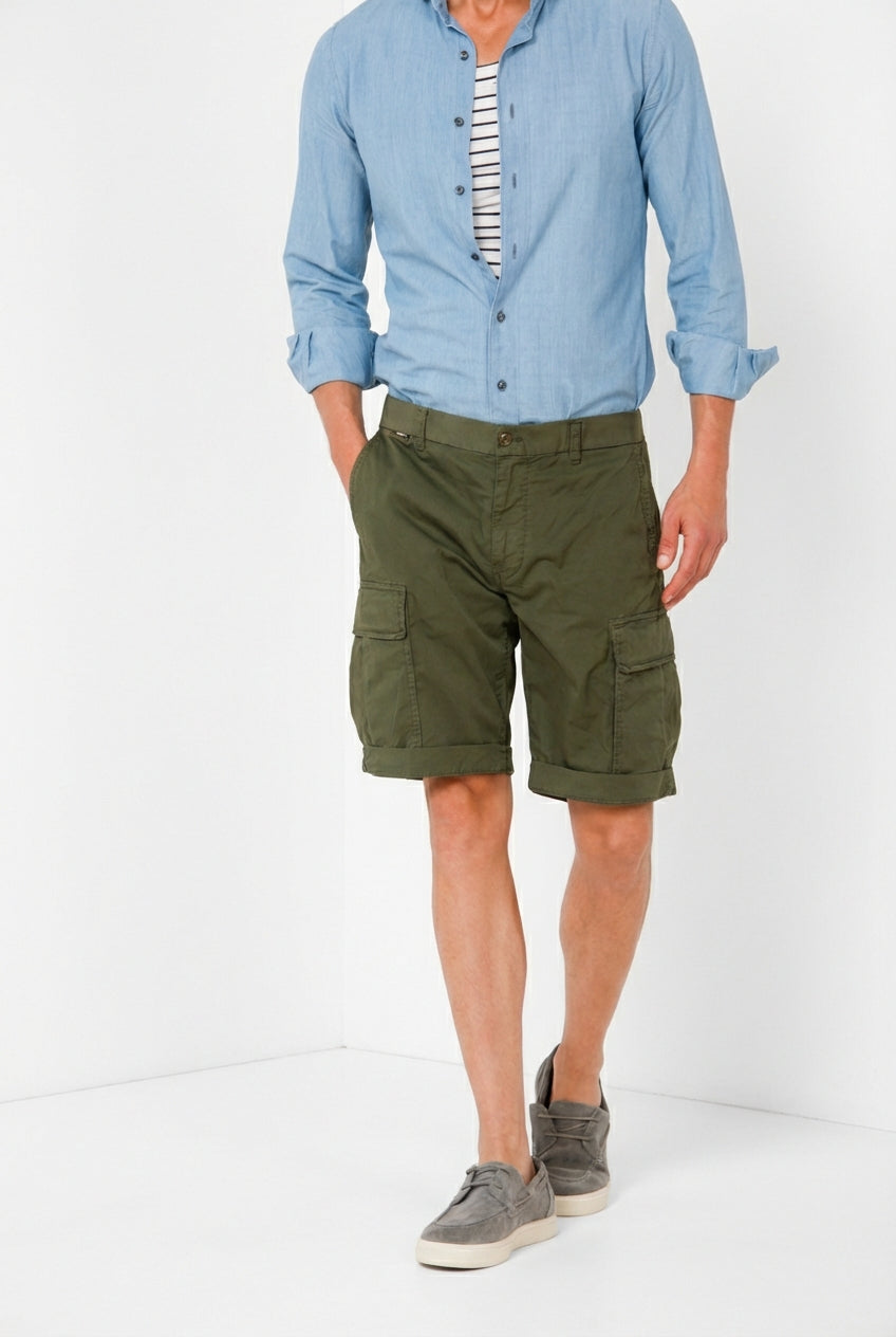Cargo M74 bermuda cargo homme en gabardine stretch relaxed fit
