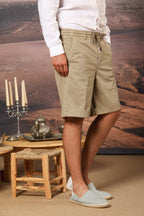 Khinos M74 Herren-Chino-Bermuda aus elastischem Baumwoll-Seiden-Twill Relaxed Fit