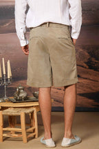 Khinos M74 Herren-Chino-Bermuda aus elastischem Baumwoll-Seiden-Twill Relaxed Fit