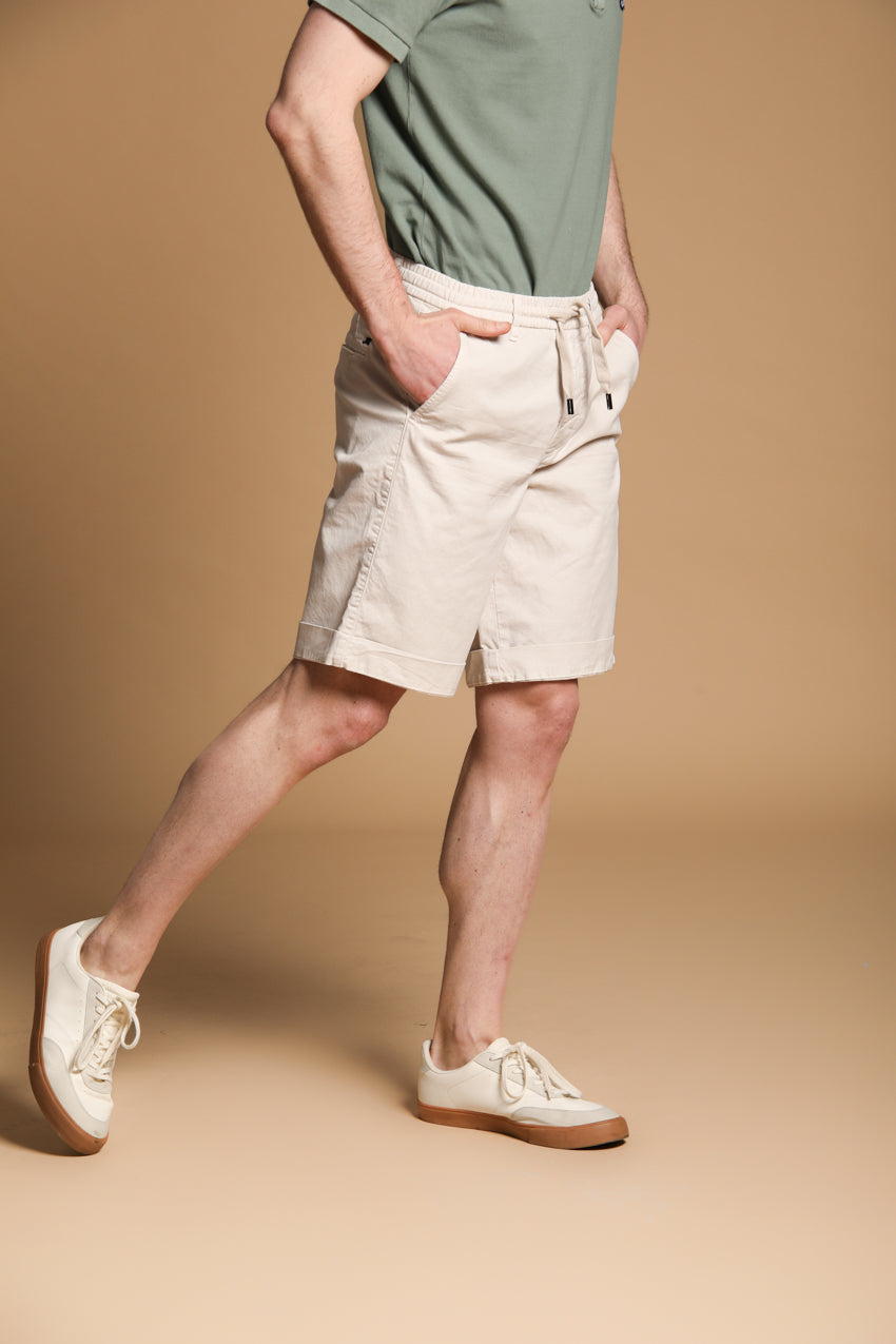 Khinos M74 bermuda chino uomo in twill di cotone e seta elasticizzata relaxed fit
