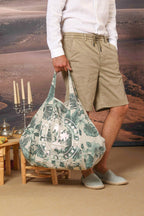 Mason’s Bag FDM Tasche aus Baumwolle mit Hawaii Blumenmuster in Tiffany-Farbe