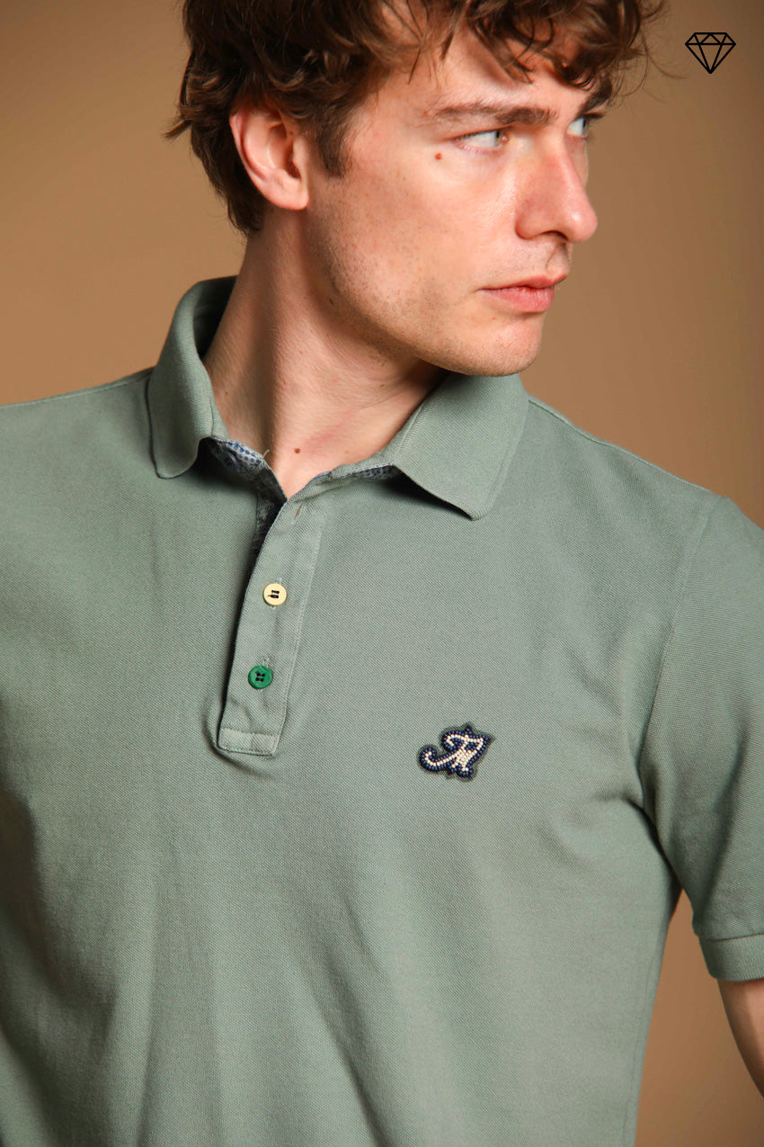 Leopardi Herren-Polo aus Piqué mit sartorialen Details ①