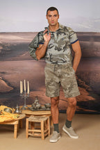 Print Herren-Poloshirt aus Piqué mit Camouflage-Muster