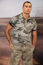 Print Herren-Poloshirt aus Piqué mit Camouflage-Muster
