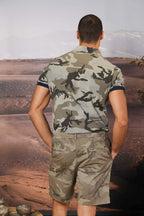 Print Herren-Poloshirt aus Piqué mit Camouflage-Muster