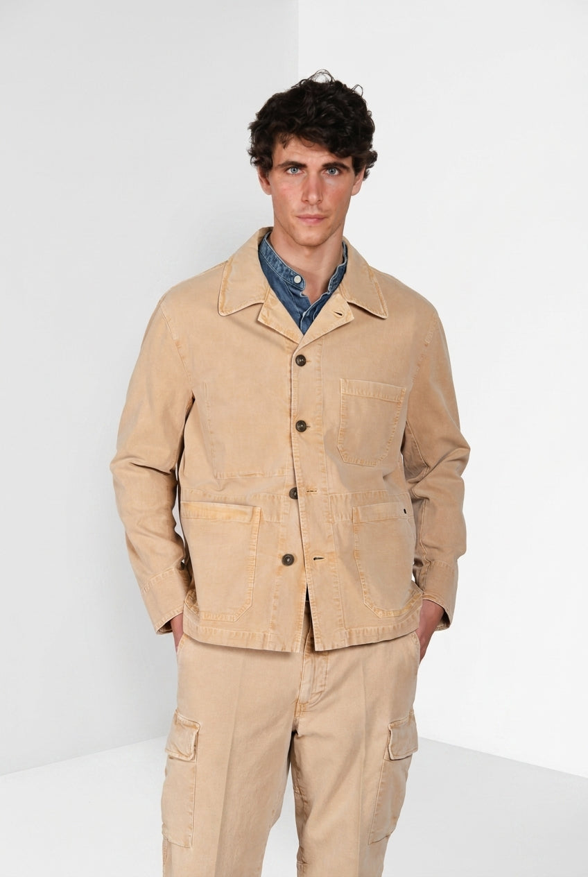 Detroit M74 overshirt uomo in panama fiammata