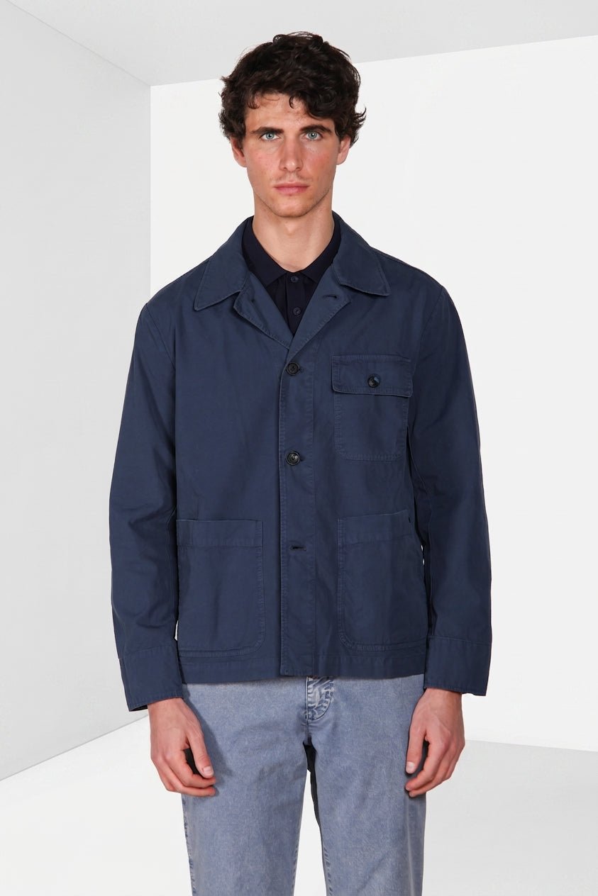 Work jacket overshirt uomo in canvas oxford ①