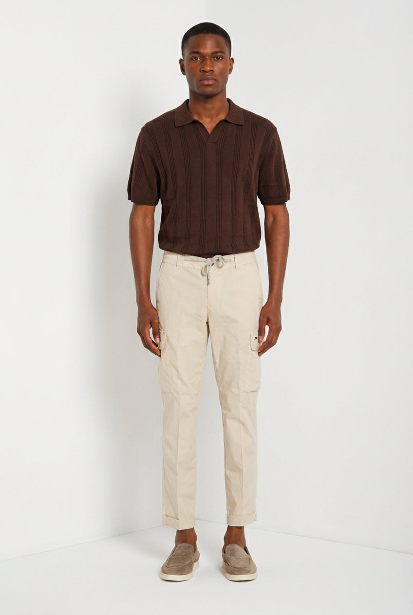 Dettaglio vita e tasche cargo pantalone cargo uomo Chile Jogger Mason's beige chiaro in cotone SS26