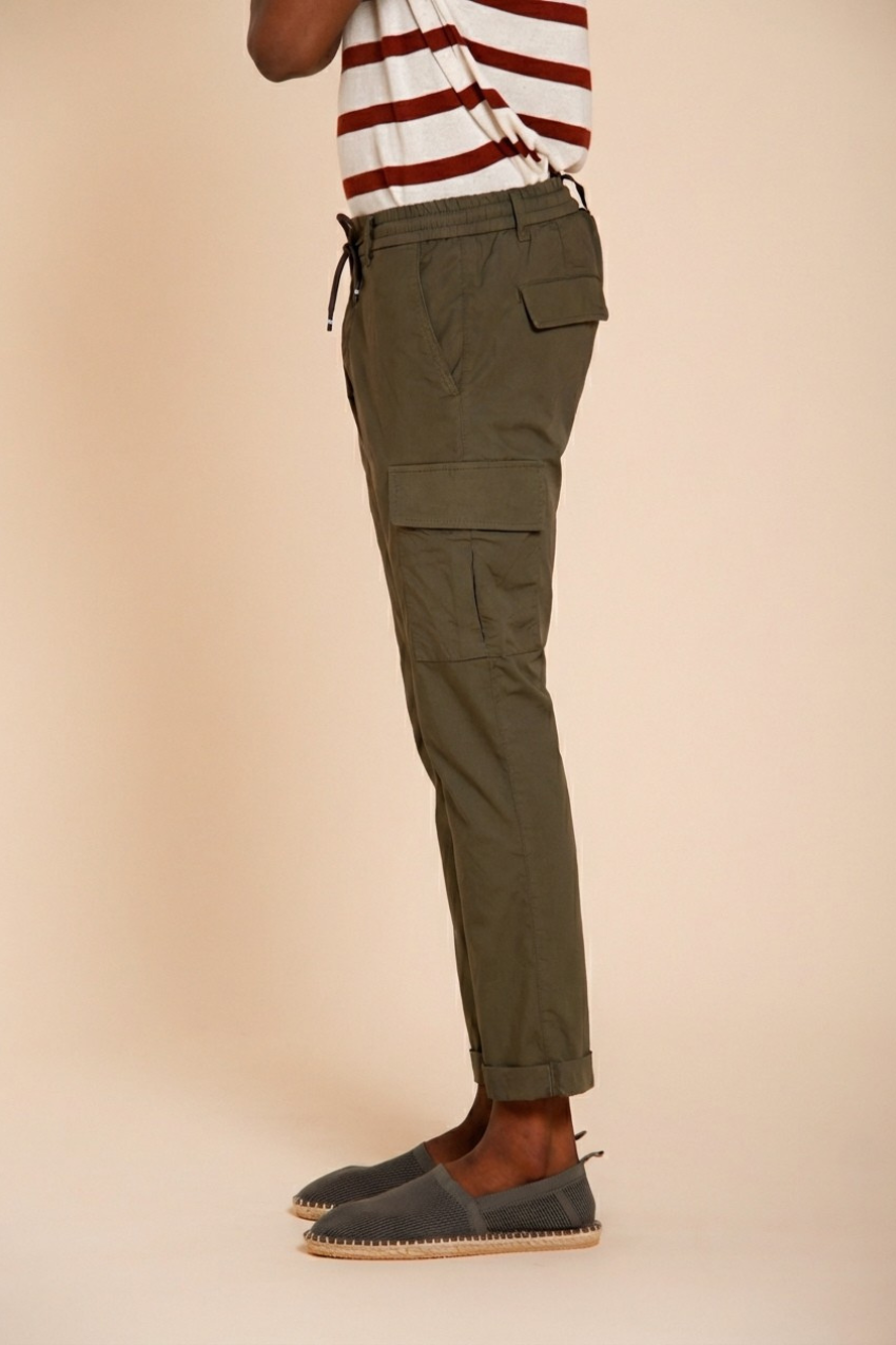 Chile Jogger pantalone cargo uomo in tela paracadute lyocell e cotone extra slim fit