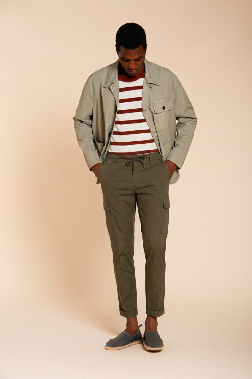 Chile Jogger pantalone cargo uomo in tela paracadute lyocell e cotone extra slim fit