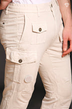 George Elax Herren-Cargohose aus Baumwolle-Hanf-Mischung logo edition Carrot Fit ①