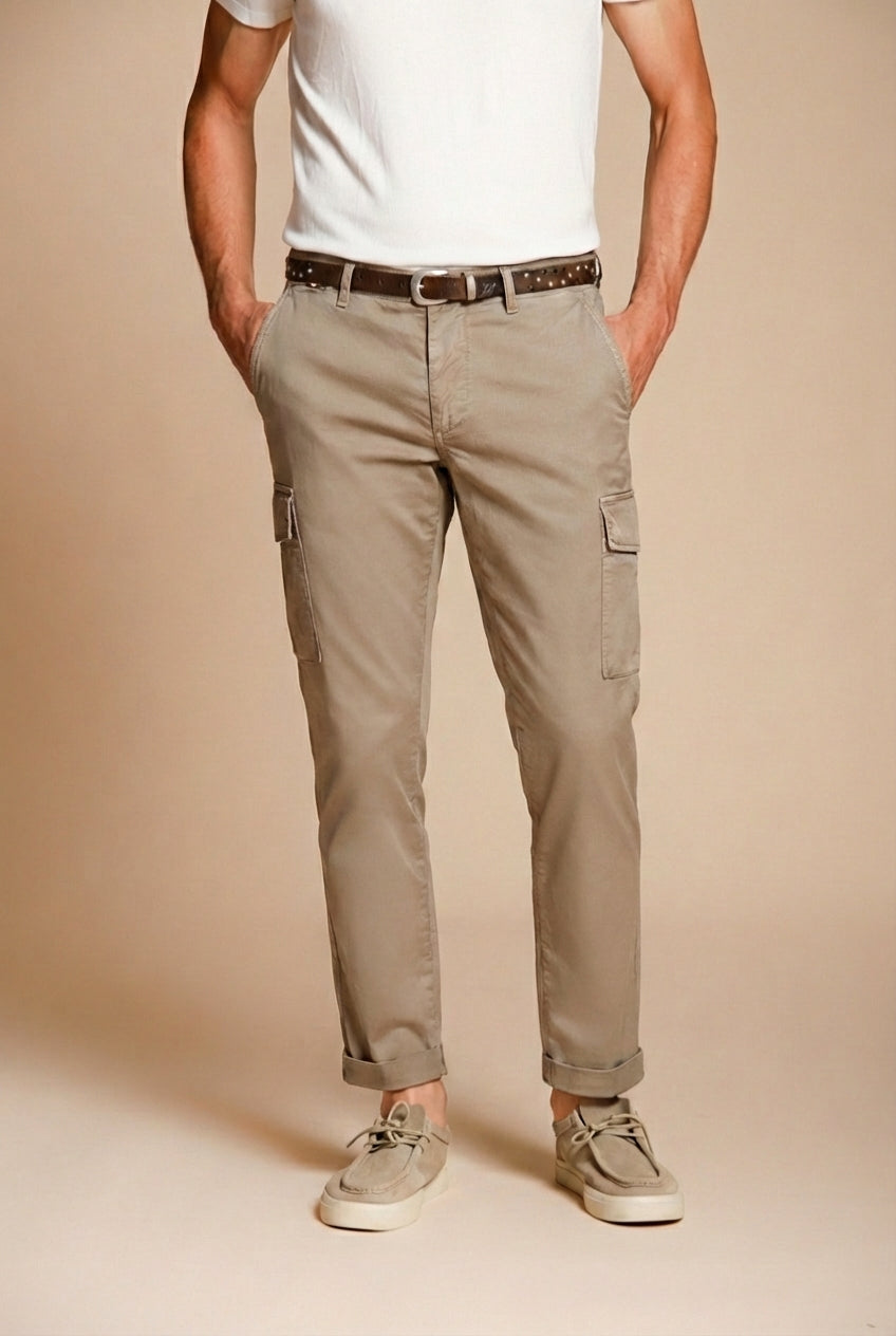 Chile pantalone cargo uomo in gabardina stretch regular fit