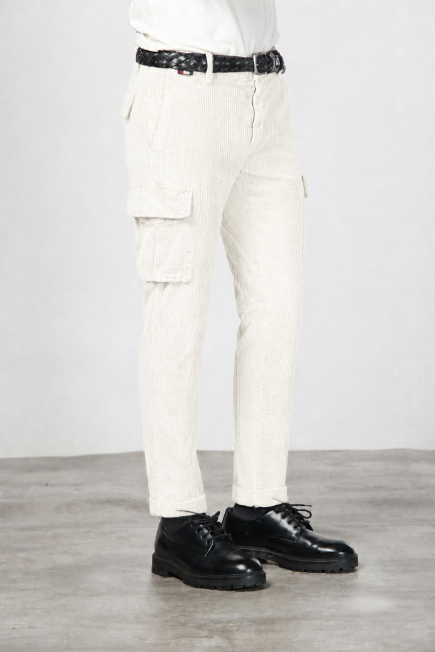 Chile pantalón cargo de hombre en terciopelo de pana ancha regular fit