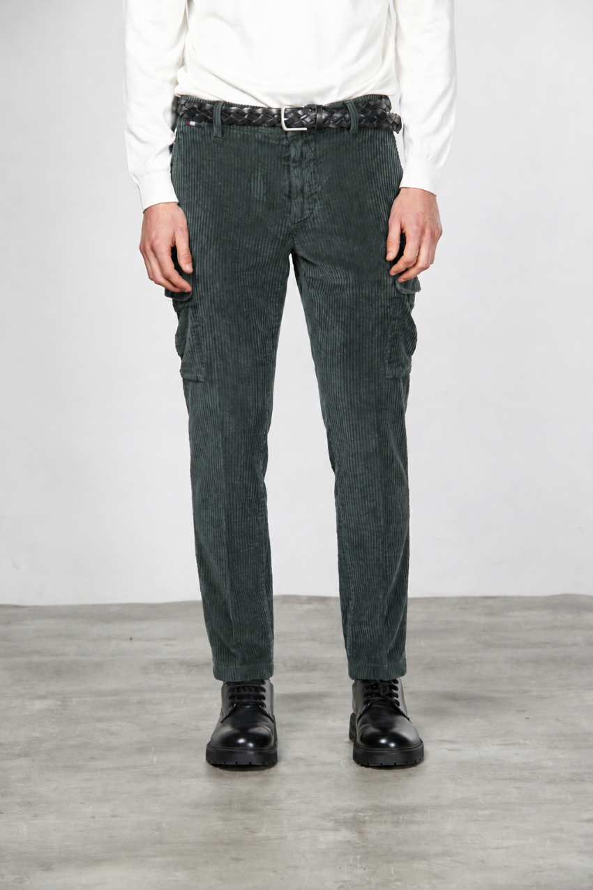 Chile pantalón cargo de hombre en terciopelo de pana ancha regular fit

