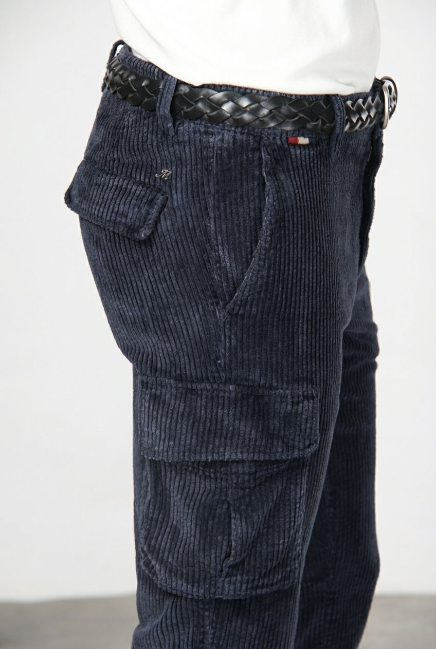 Chile pantalone cargo uomo in velluto a costa larga regular fit