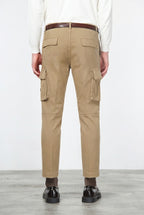 Chile pantalone cargo uomo in cotone stretch trama diagonale regular fit