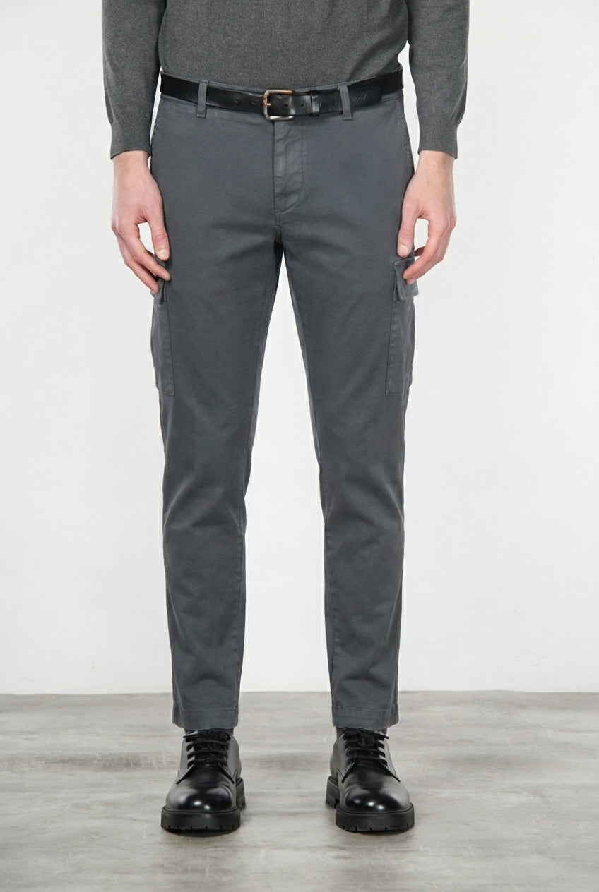 Chile pantalone cargo uomo in cotone stretch trama diagonale regular fit