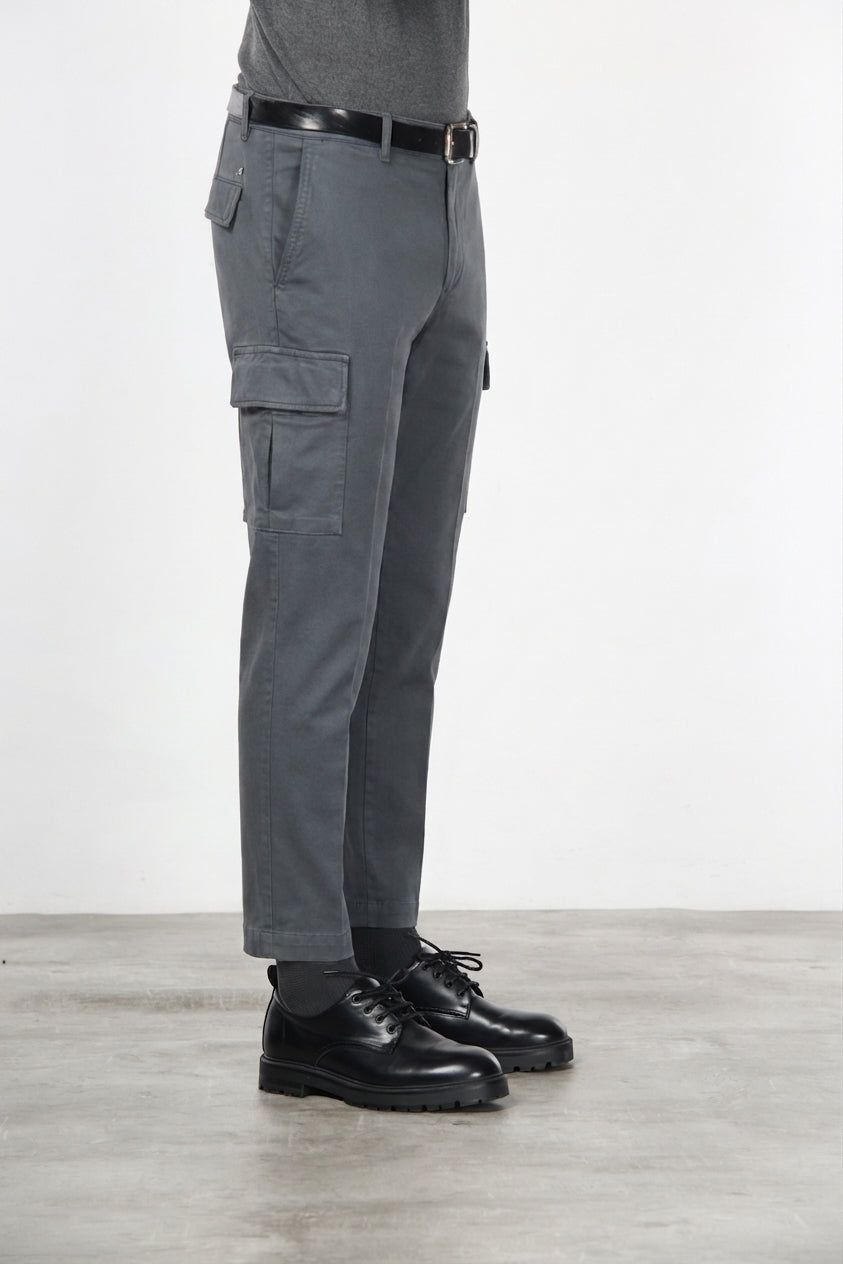 Chile pantalone cargo uomo in cotone stretch trama diagonale regular fit