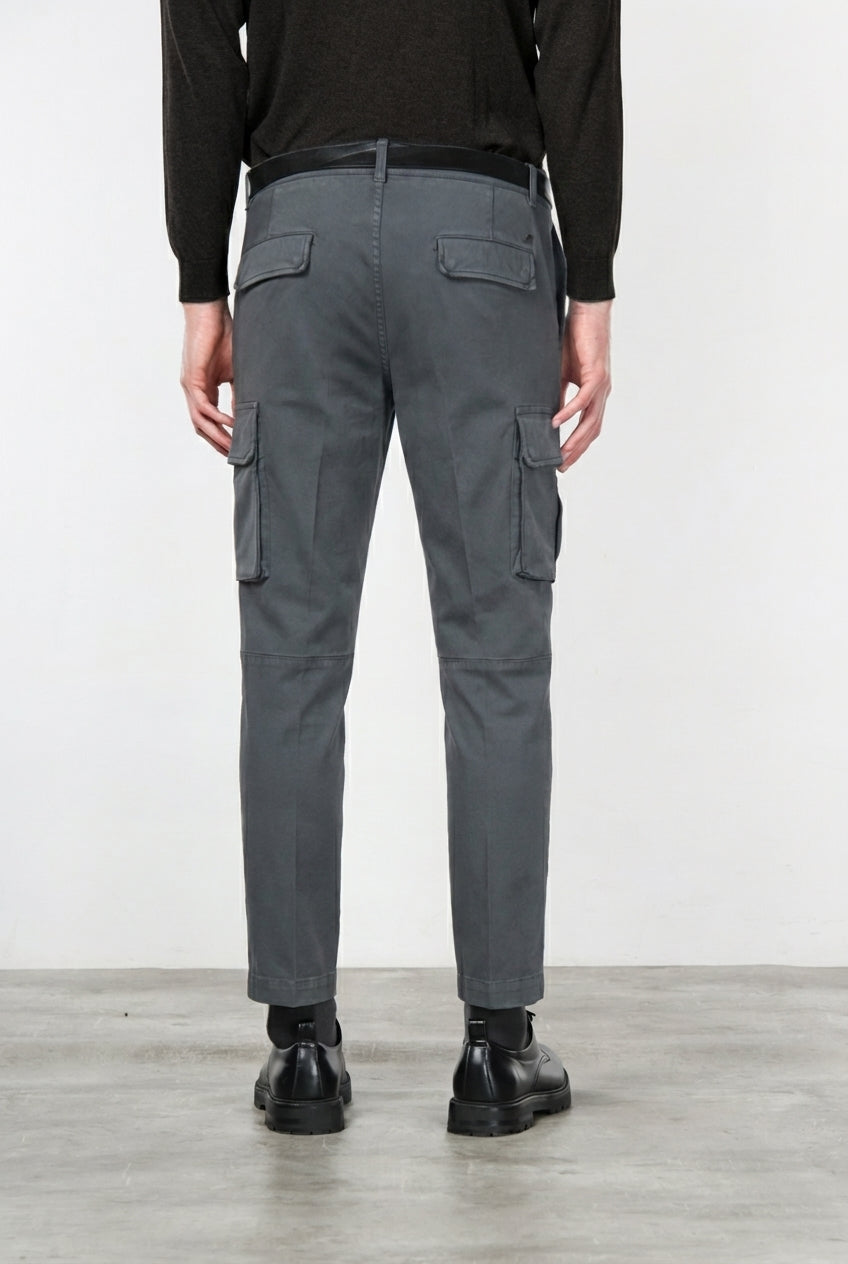 Chile pantalone cargo uomo in cotone stretch trama diagonale regular fit