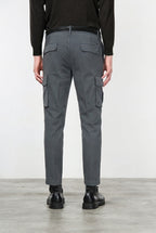 Chile pantalone cargo uomo in cotone stretch trama diagonale regular fit