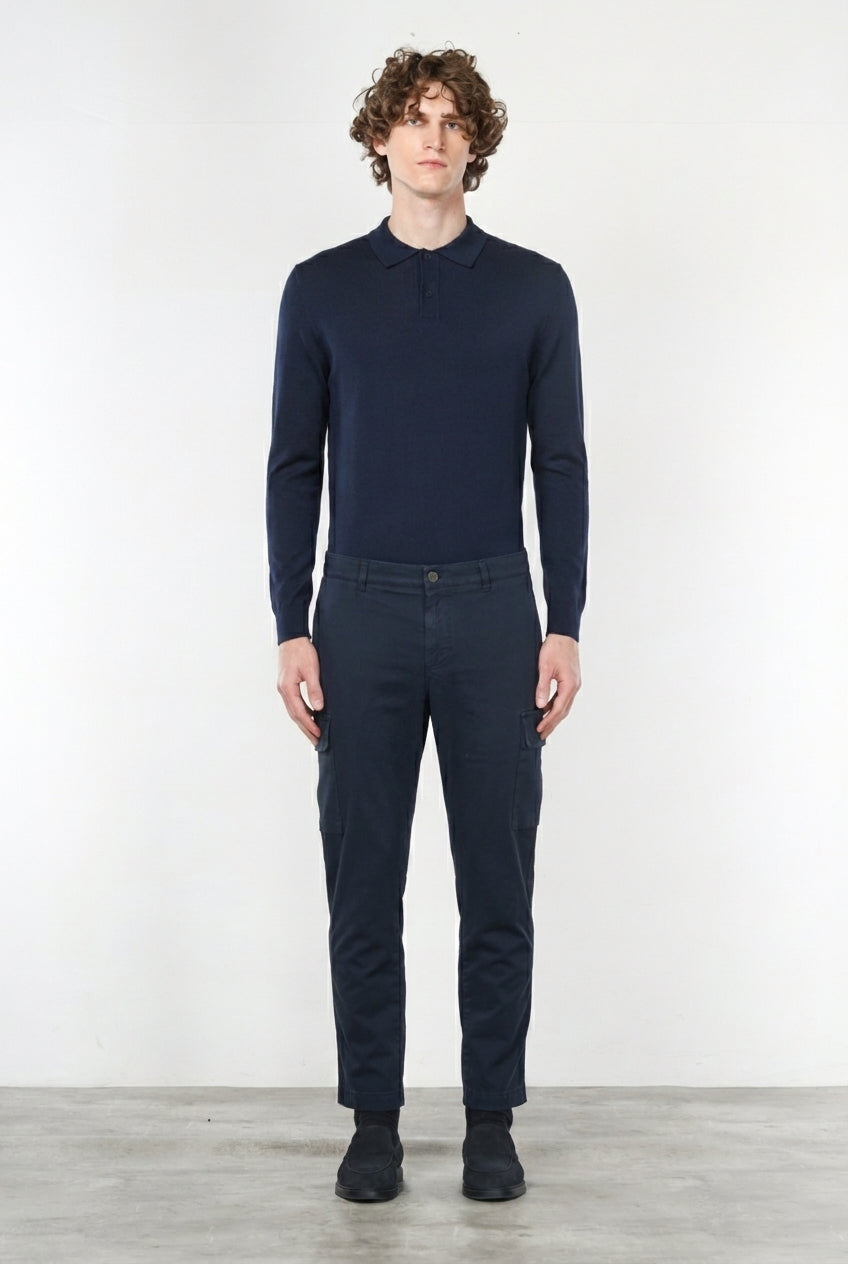 Chile pantalone cargo uomo in cotone stretch trama diagonale regular fit
