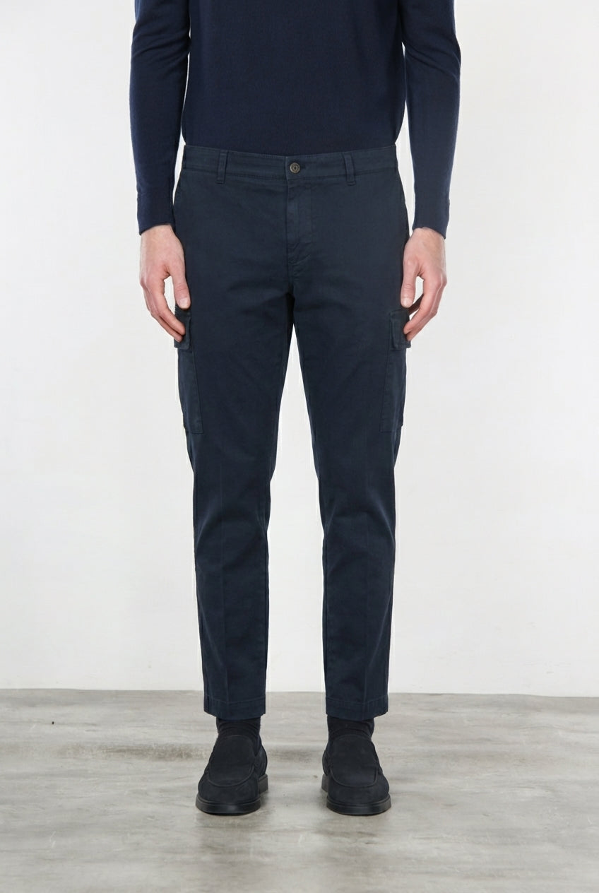 Chile pantalone cargo uomo in cotone stretch trama diagonale regular fit