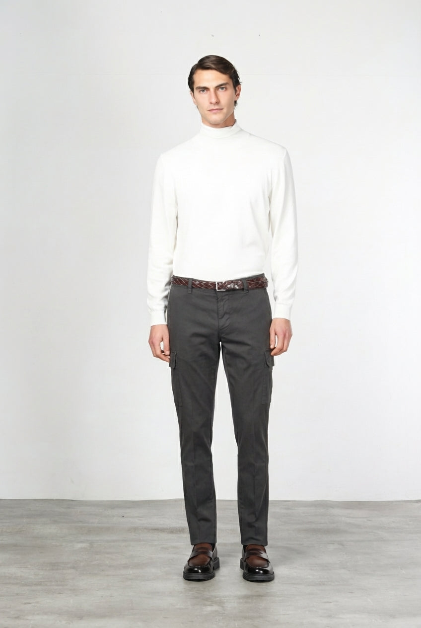 Chile pantalone cargo uomo in cotone stretch trama diagonale regular fit