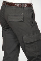 Chile pantalone cargo uomo in cotone stretch trama diagonale regular fit