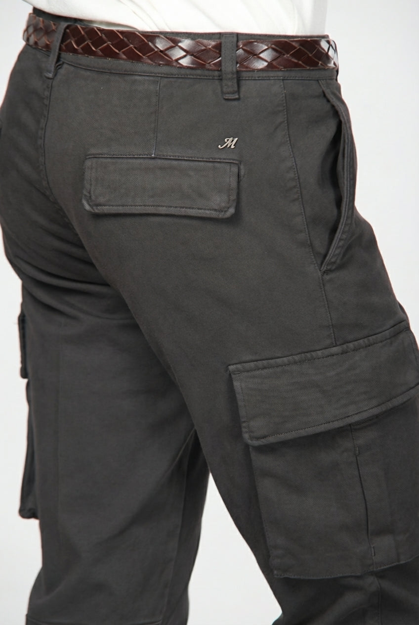 Chile pantalone cargo uomo in cotone stretch trama diagonale regular fit