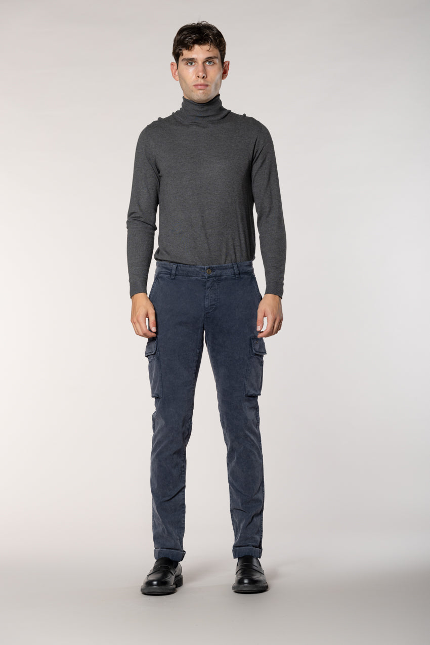 Chile pantalone cargo uomo in gabardina con special washing extra slim fit