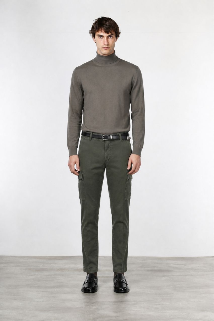 Chile pantalone cargo uomo in gabardina stretch extra slim fit ①