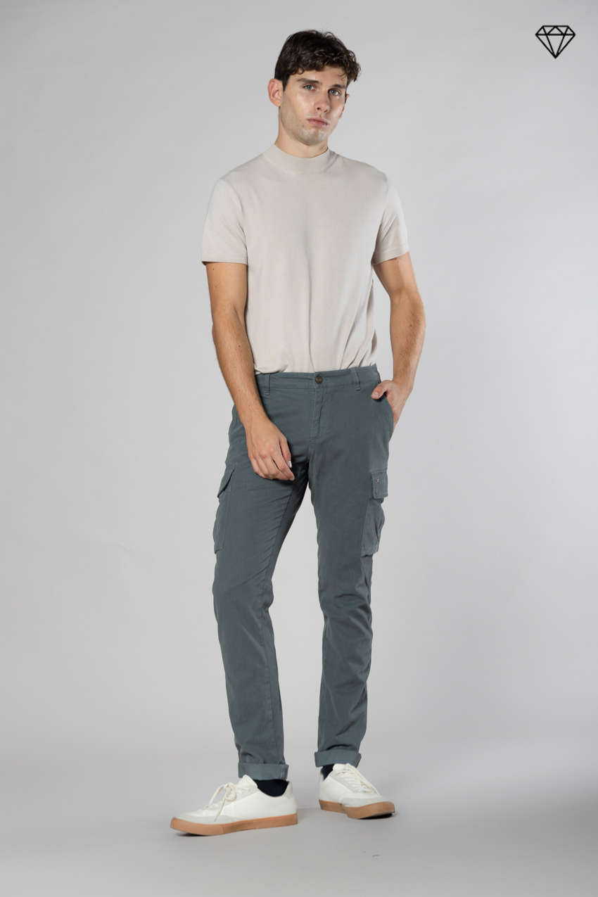 Chile pantalone cargo uomo in gabardina extra slim fit ①
