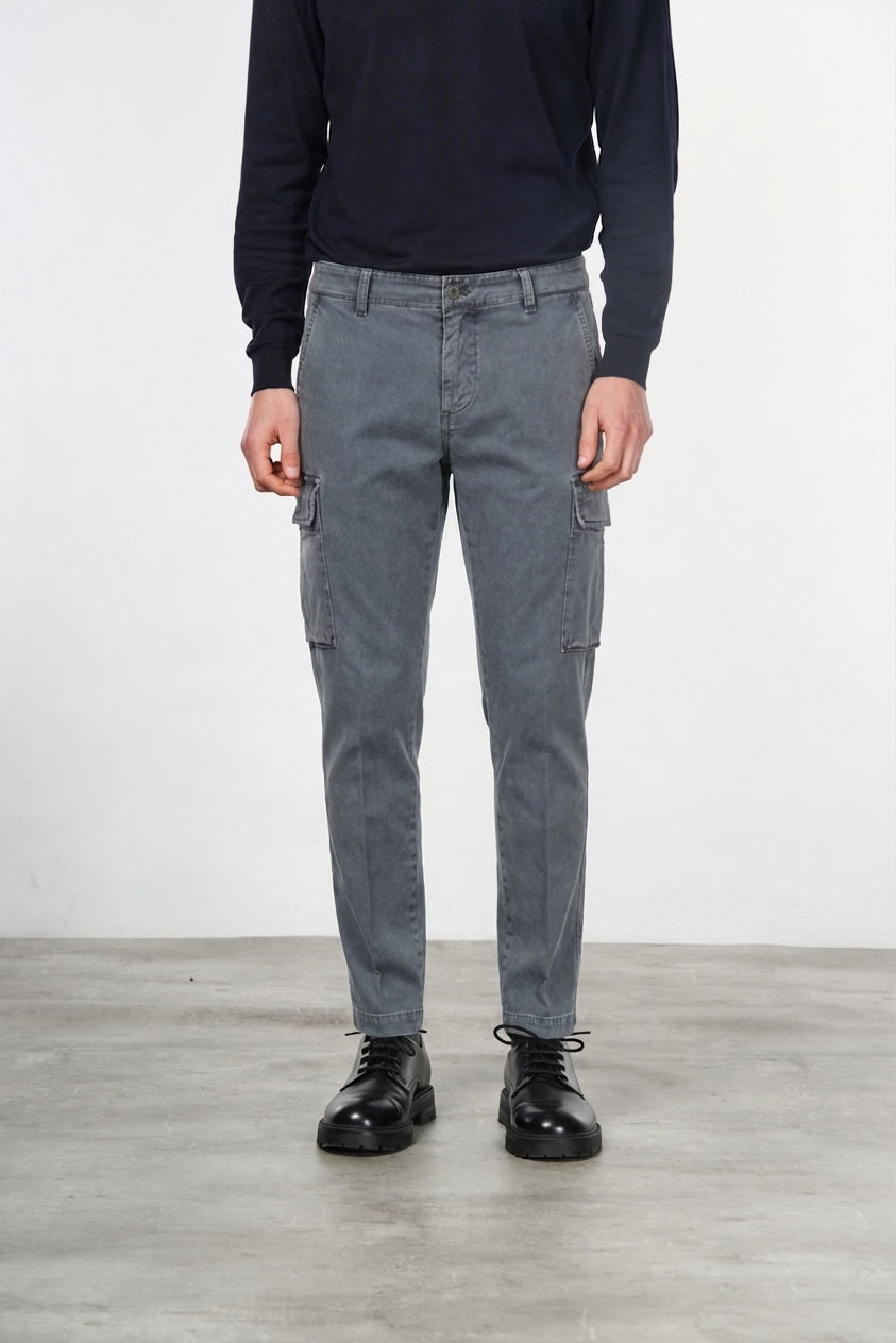 Chile pantalone cargo uomo in gabardina stretch extra slim fit ①