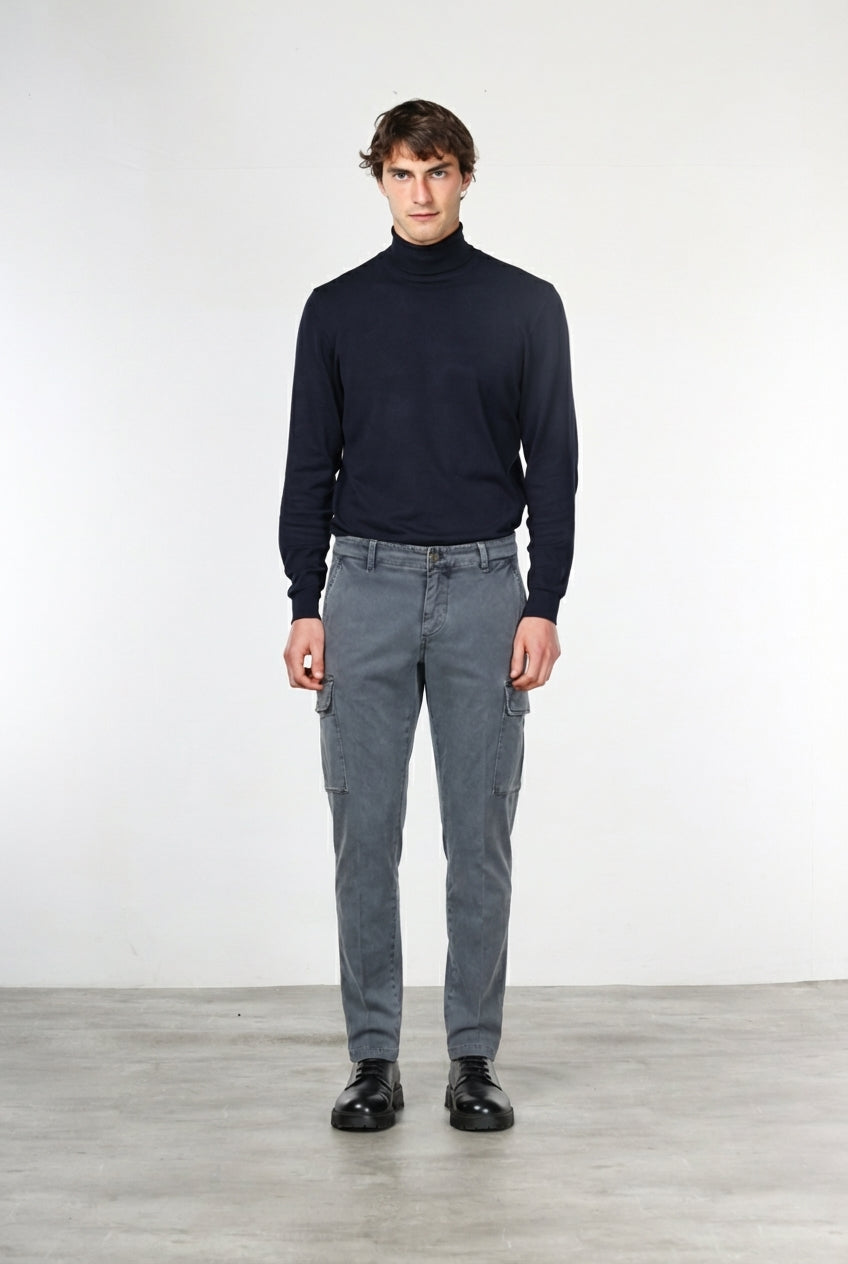 Chile pantalone cargo uomo in gabardina stretch extra slim fit ①