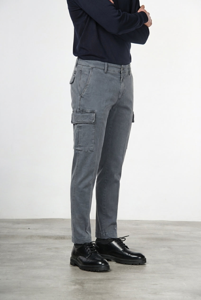 Chile pantalone cargo uomo in gabardina stretch extra slim fit ①
