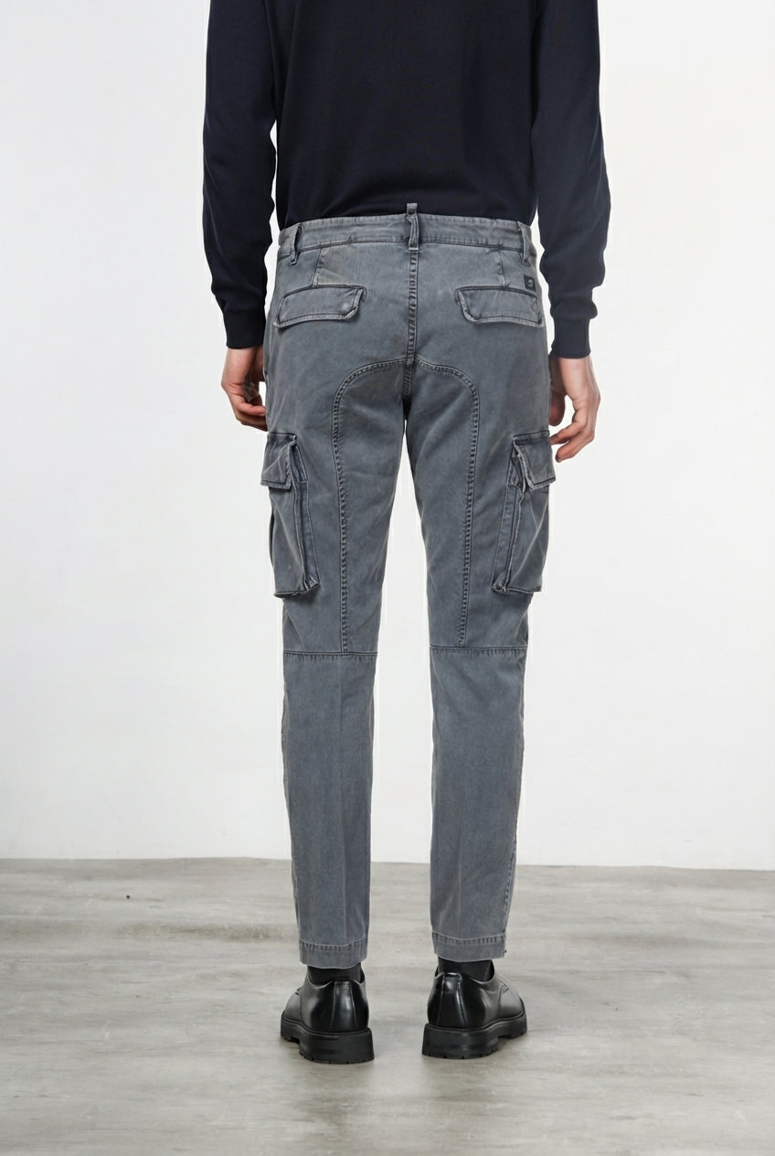 Chile pantalone cargo uomo in gabardina stretch extra slim fit ①