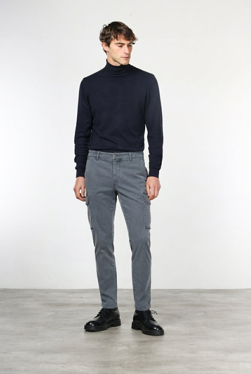 Chile pantalone cargo uomo in gabardina stretch extra slim fit ①