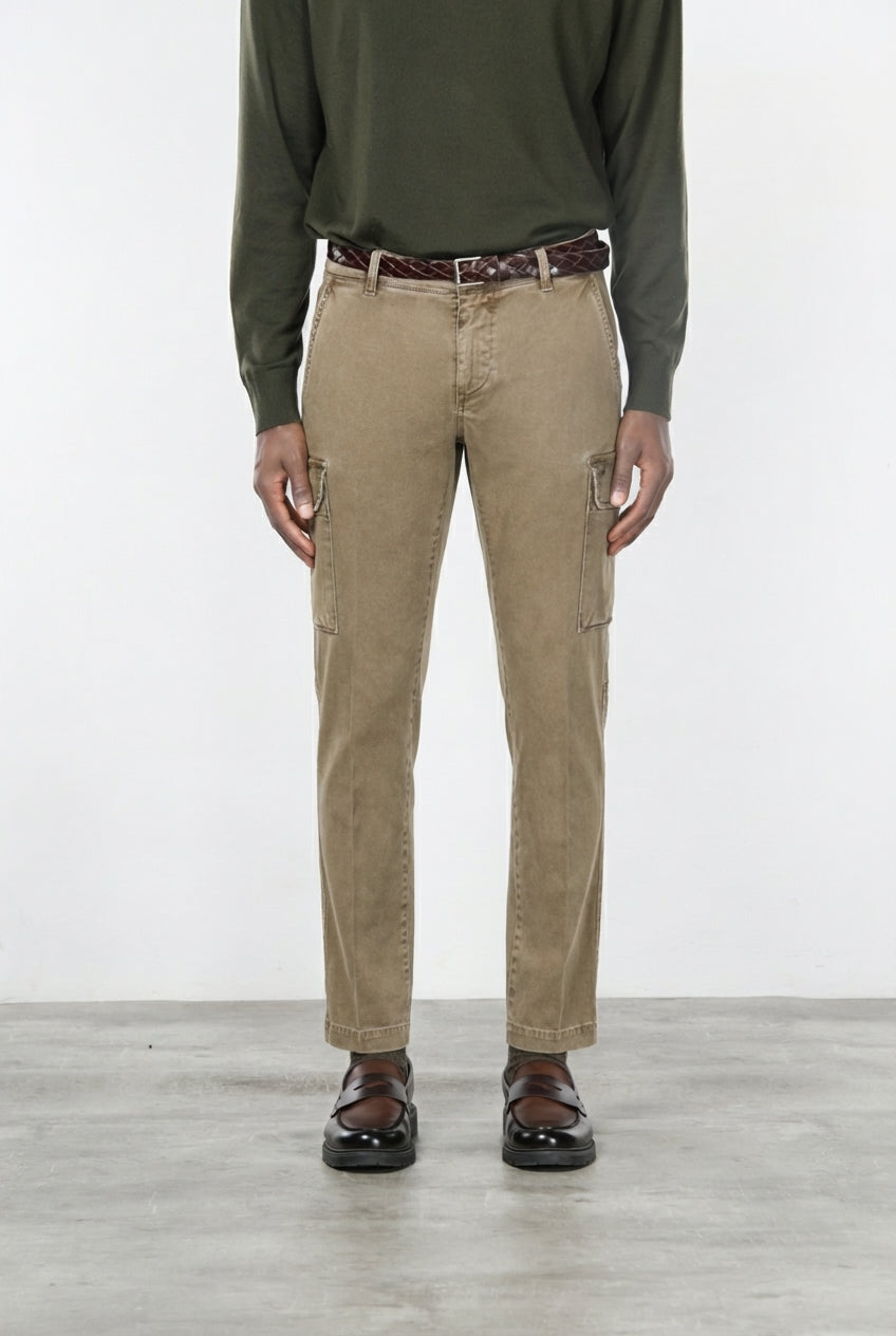 Chile pantalone cargo uomo in gabardina stretch extra slim fit ①
