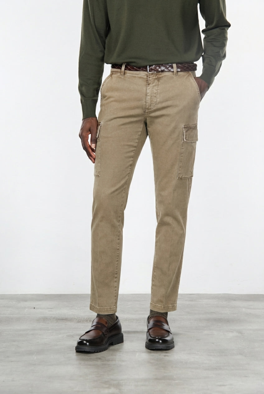 Chile pantalone cargo uomo in gabardina stretch extra slim fit ①