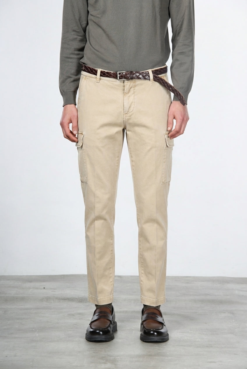 Chile pantalone cargo uomo in gabardina stretch extra slim fit ①