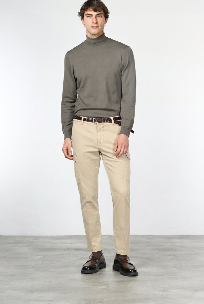 Chile pantalone cargo uomo in gabardina stretch extra slim fit ①