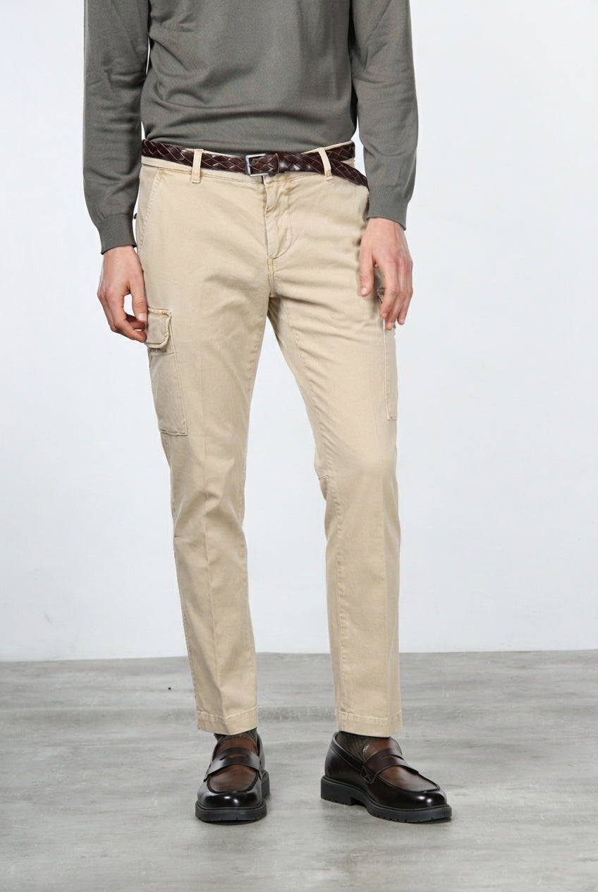 Chile pantalone cargo uomo in gabardina stretch extra slim fit ①