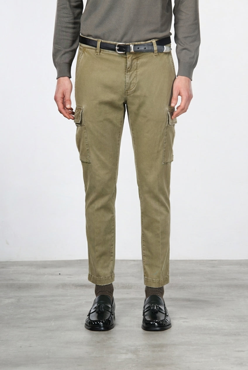 Chile pantalone cargo uomo in gabardina stretch extra slim fit ①