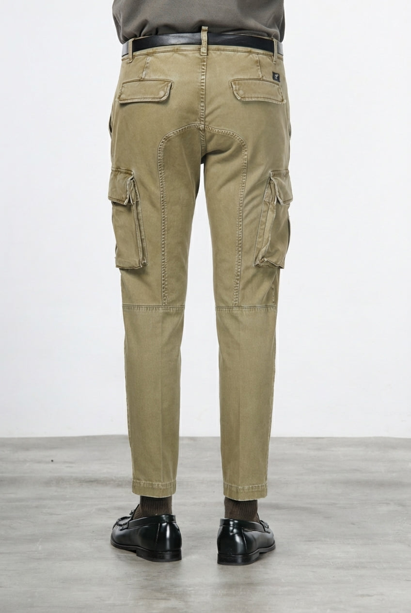 Chile pantalone cargo uomo in gabardina stretch extra slim fit ①