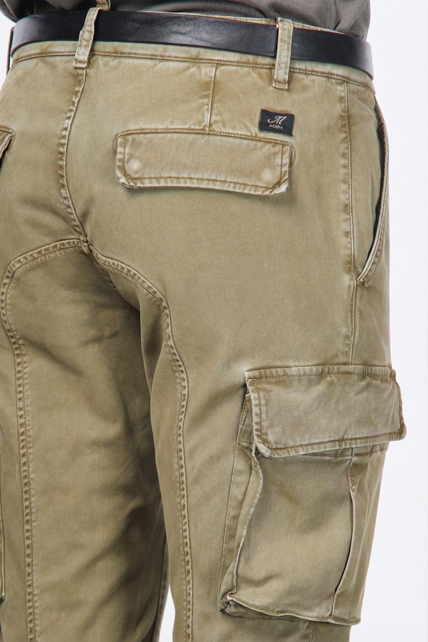 Chile pantalone cargo uomo in gabardina stretch extra slim fit ①