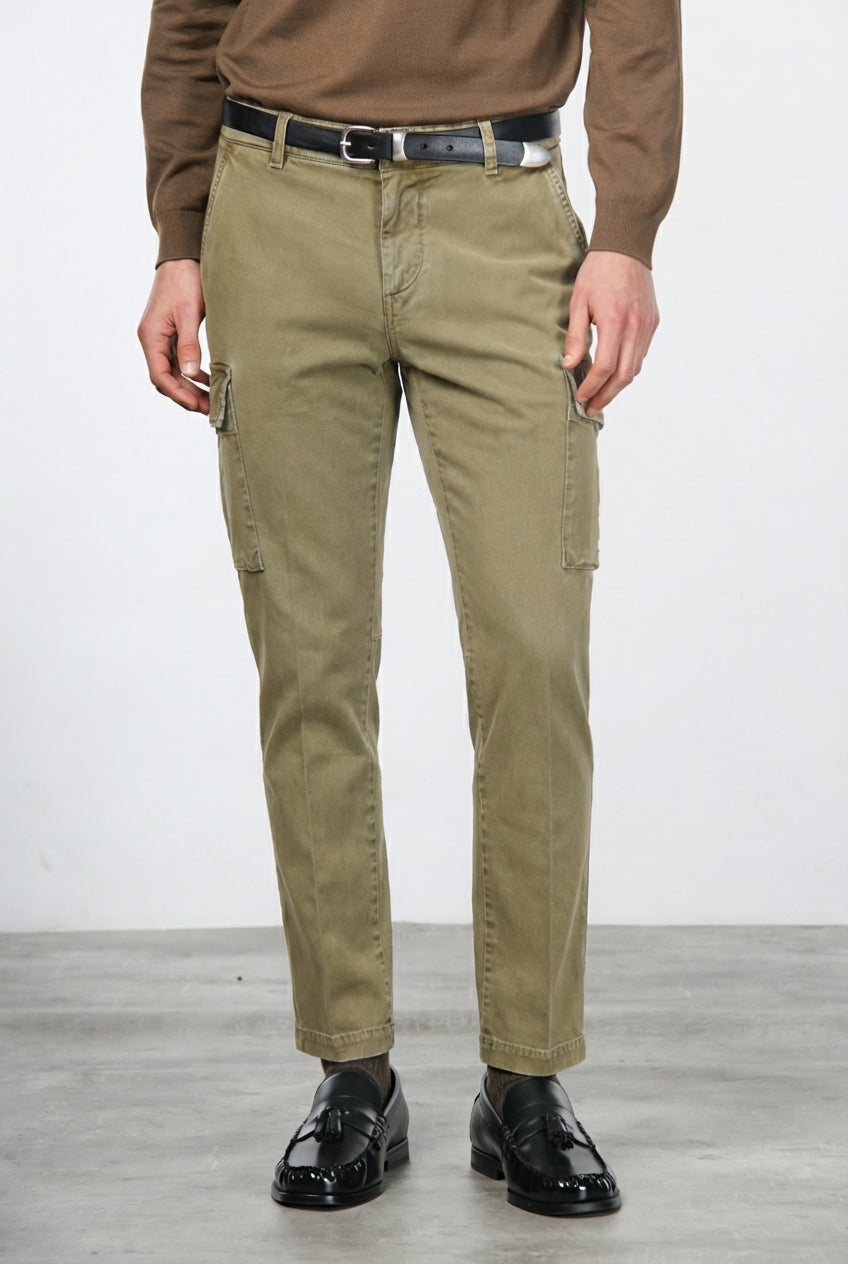Chile pantalone cargo uomo in gabardina stretch extra slim fit ①