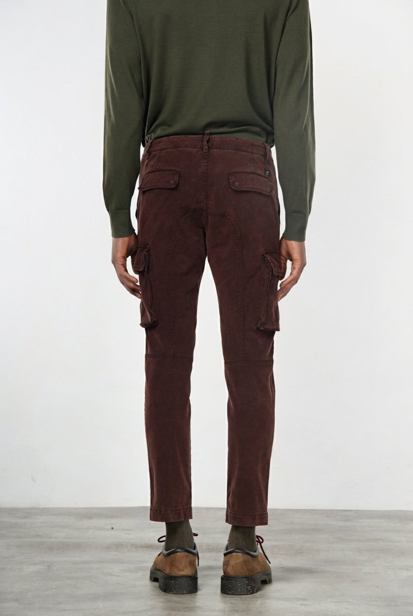 Chile pantalone cargo uomo in gabardina stretch extra slim fit ①