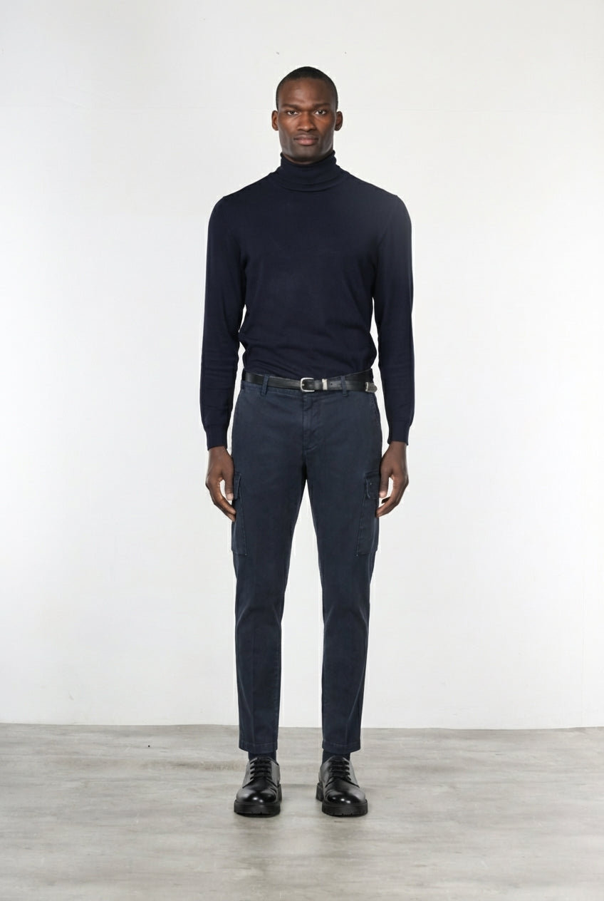 Chile pantalone cargo uomo in gabardina stretch extra slim fit ①