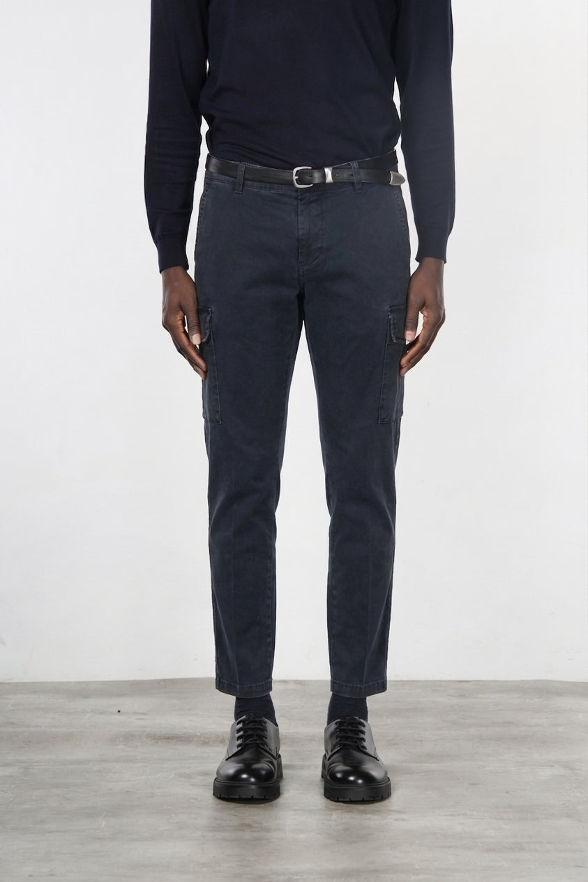 Chile pantalone cargo uomo in gabardina stretch extra slim fit ①